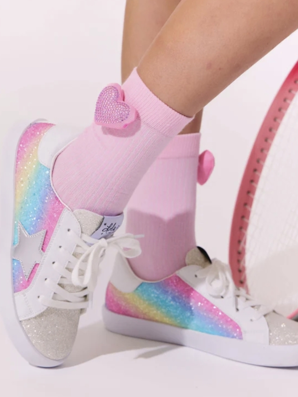 Lola + The Boys Shimmer Rainbow Star Sneakers Size 6 Youth Girls Shoes